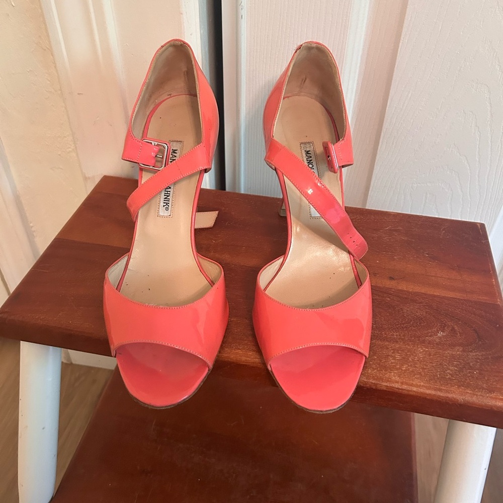 Manolo Blahnik Bright Coral Heels